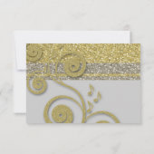 ファンシーな銀製の金ゴールドのグリッターRSVP 出欠カード (裏面)