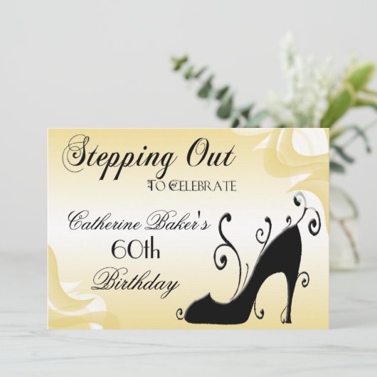 ファンシーな靴の第60誕生日のパーティの招待状 招待状 (スタンド正面)