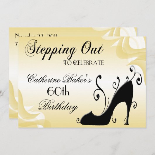 ファンシーな靴の第60誕生日のパーティの招待状 招待状 (正面/裏面)