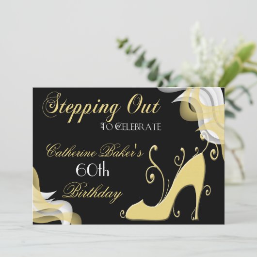 ファンシーな靴の第60誕生日のパーティの招待状 招待状 (スタンド正面)