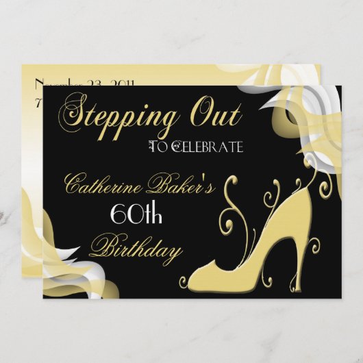 ファンシーな靴の第60誕生日のパーティの招待状 招待状 (正面/裏面)