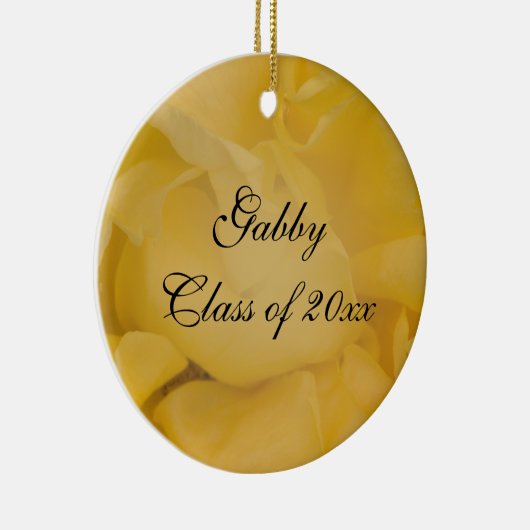 ファンシーな黄色バラの卒業の写真 セラミックオーナメント (右)