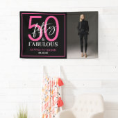 ファンシーな黒文字の50歳の誕生日おめでとうフォト 横断幕 (インサイチュ)