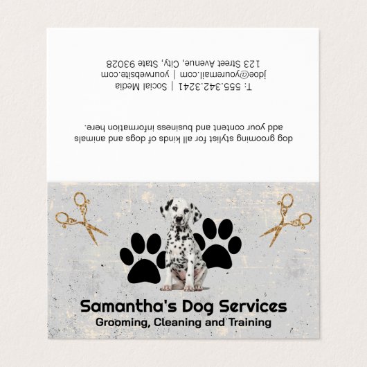 ファンシーはさみ |犬の足 |ダルマ人の子犬 名刺 (外部フラット)