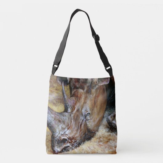 ファンシーはっきりしたオリジナルRhino油プリント設計トート クロスボディバッグ (裏面)