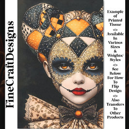 ファンシーはっきりしたHarlequin Mask顔絵を描 BU3 Decopage 薄葉紙