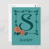 ファンシーアールヌーボー文字S ポストカード (正面/裏面)