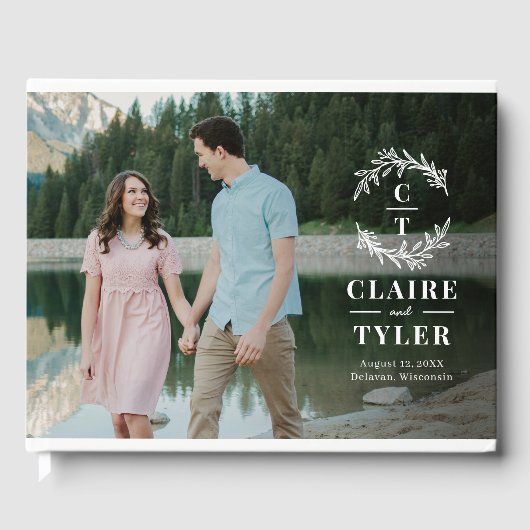 ファンシーイニシャルの結婚フォトゲストブック ゲストブック (正面)