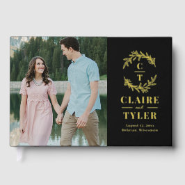 ファンシーイニシャルホイル結婚ズゲストブック ゲストブック