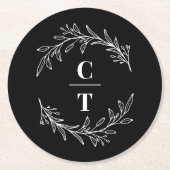 ファンシーイニシャル編集可能カラー結婚コースター ラウンドペーパーコースター (正面)