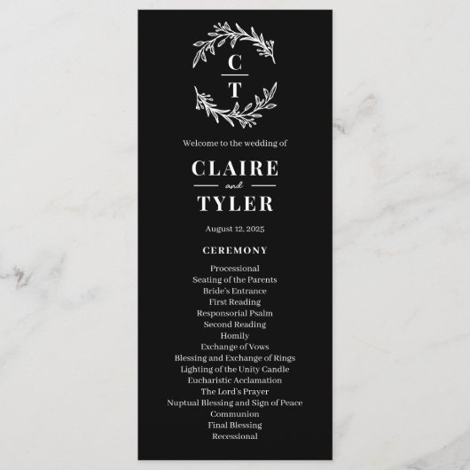 ファンシーイニシャル編集可能カラー結婚式 プログラム (正面)