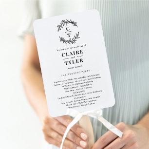 ファンシーイニシャル編集可能カラー結婚式 プログラム ハンドファン