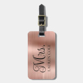 ファンシーエレガントフェイクバラ金ゴールドブラッシュメタル夫人 ラゲッジタグ (正面縦)