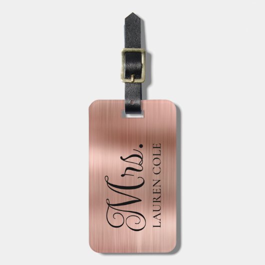 ファンシーエレガントフェイクバラ金ゴールドブラッシュメタル夫人 ラゲッジタグ (正面縦)