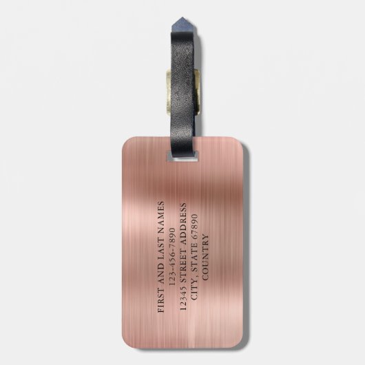 ファンシーエレガントフェイクバラ金ゴールドブラッシュメタル夫人 ラゲッジタグ (裏面縦)