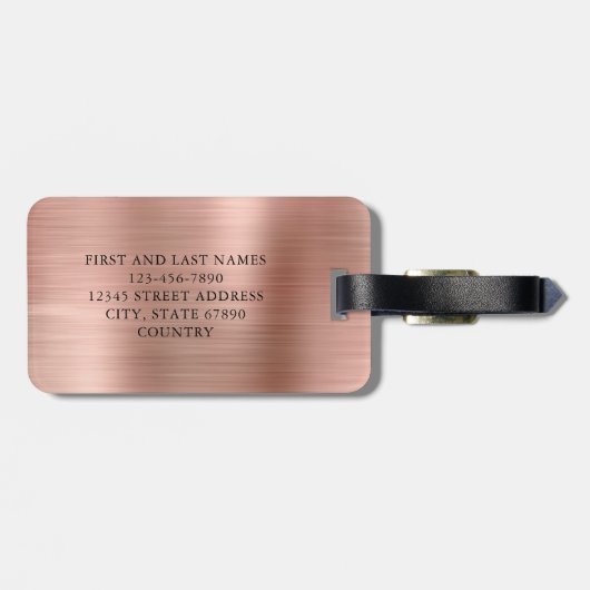 ファンシーエレガントフェイクバラ金ゴールドブラッシュメタル夫人 ラゲッジタグ (裏面横)