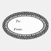 ファンシーエレガント白黒デザイン 楕円形シール (正面)