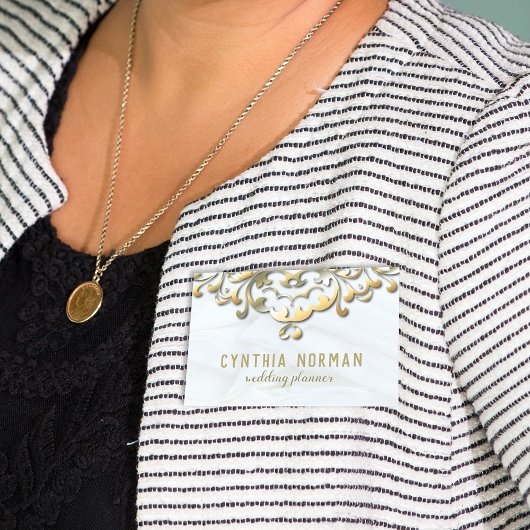 ファンシーエレガント金ゴールド&ホワイトバロックウェディングプランナー 名札