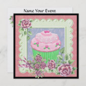 ファンシーカップケーキ招待状- SRF 招待状 (正面/裏面)