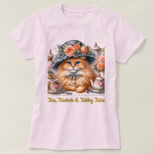 ファンシーキャットティーパーティー猫好き Tシャツ (デザイン正面)