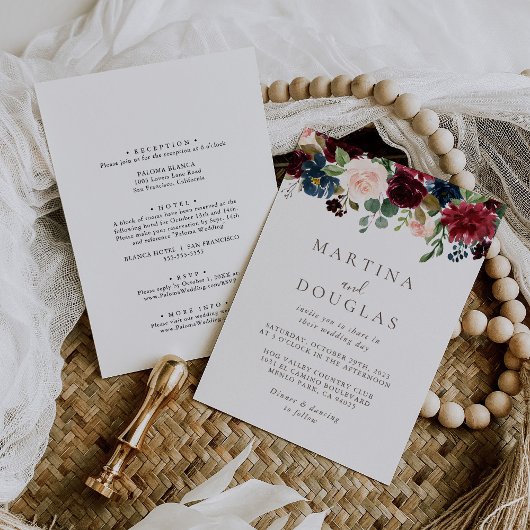 ファンシークラシックバラバック&フロント結婚ズ 招待状