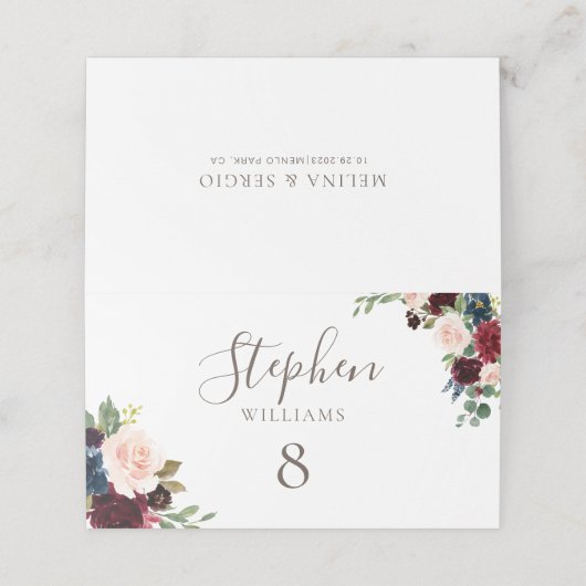 ファンシークラシック花結婚の花 プレイスカード (外部開封)