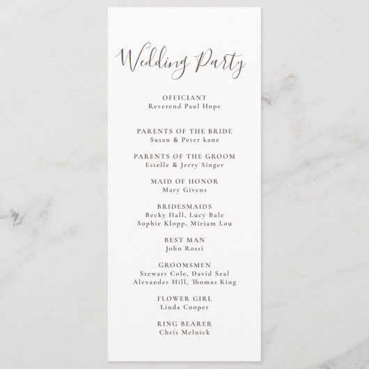 ファンシークラシック花結婚式 プログラム (裏面)