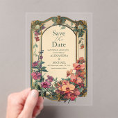 ファンシークラシック装飾結婚アールヌーボー アクリル招待状 (インサイチュ (ポータブル))