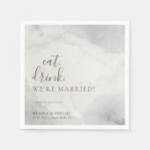 ファンシークラシック食べ結婚ドリンクを結婚した飲む スタンダードカクテルナプキン (正面)