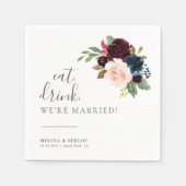 ファンシークラシック食べ結婚ドリンクを結婚した飲む スタンダードカクテルナプキン (正面)