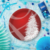 ファンシークリスマスツリーホリデークリスマスデザインレッドホワイト ペーパープレート (パーティー)