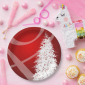 ファンシークリスマスツリーホリデークリスマスデザインレッドホワイト ペーパープレート (パーティー)