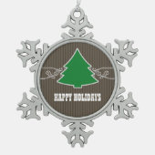 ファンシークリスマスツリー渦巻きオーナメント スノーフレークピューターオーナメント (正面)