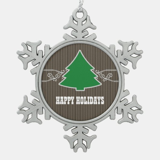 ファンシークリスマスツリー渦巻きオーナメント スノーフレークピューターオーナメント (正面)