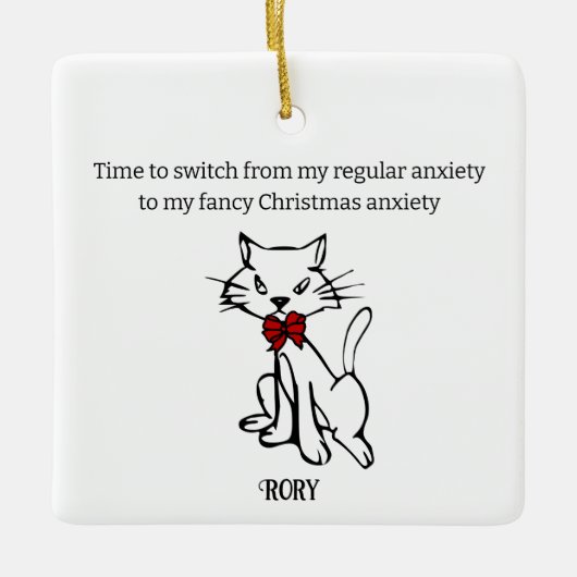 ファンシークリスマス不安 セラミックオーナメント (正面)