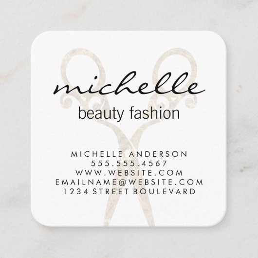 ファンシーサロンはさみスタイリスト スクエア名刺 (正面)