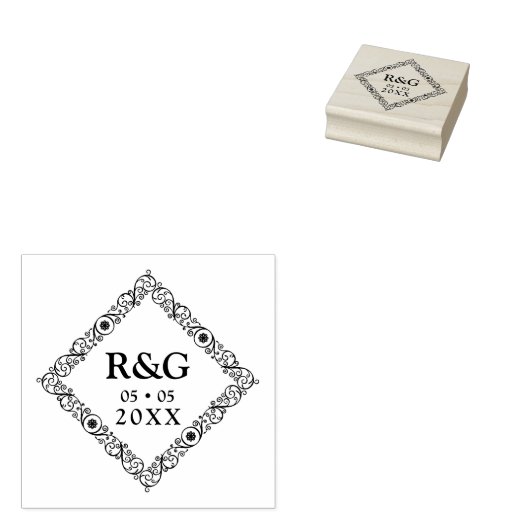 ファンシーシンプルイニシャル結婚のフィリグリー装飾品 ラバースタンプ (押印)