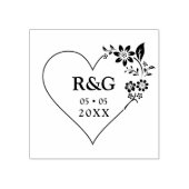 ファンシーシンプルイニシャル結婚ズフラワーガーランドハート ラバースタンプ (インプリント)