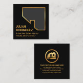 ファンシーシンプル金ゴールド屋上の輪郭 スクエア名刺 (正面/裏面)