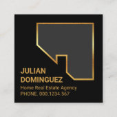 ファンシーシンプル金ゴールド屋上の輪郭 スクエア名刺 (正面)