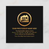 ファンシーシンプル金ゴールド屋上の輪郭 スクエア名刺 (裏面)