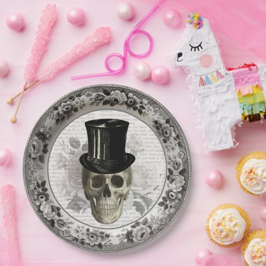 ファンシースカルインTop Hatヴィンテージハロウィーン紙P ペーパープレート (パーティー)
