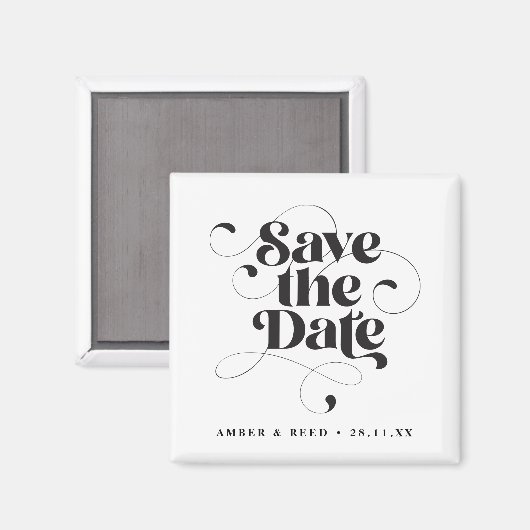 ファンシースクリプエレガントトフォント日付の保存 マグネット (正面/裏面)