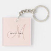 ファンシースタイリッシュ赤面Pink Shadow Monogramスクリプト キーホルダー (裏面)