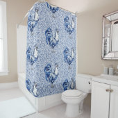 ファンシーデルフトブルーとホワイトロースターチキン シャワーカーテン (インサイチュ)