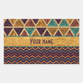 ファンシートライアングルChevrons Fauxゴールドフォイルグリッター 長方形シール