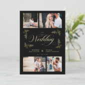 ファンシートレンディー4写真コラージュ結婚式招待状 (スタンド正面)