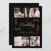 ファンシートレンディー4写真コラージュ結婚式招待状 (正面/裏面)