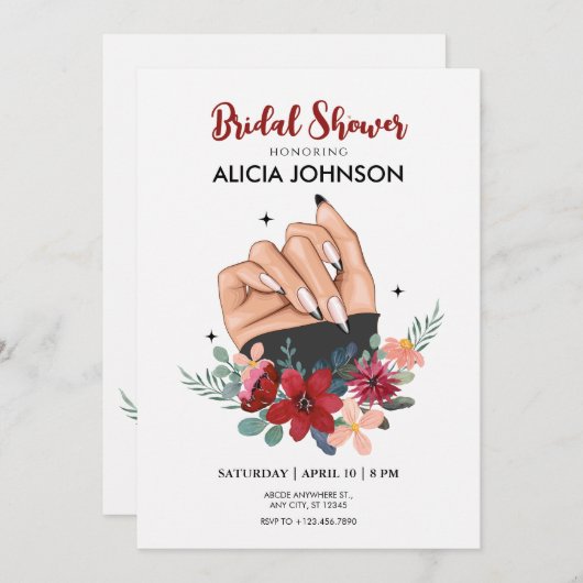 ファンシーネイルアートブライダルシャワー 招待状 (正面/裏面)