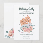 ファンシーネイルアート誕生日招待状 招待状 (正面/裏面)